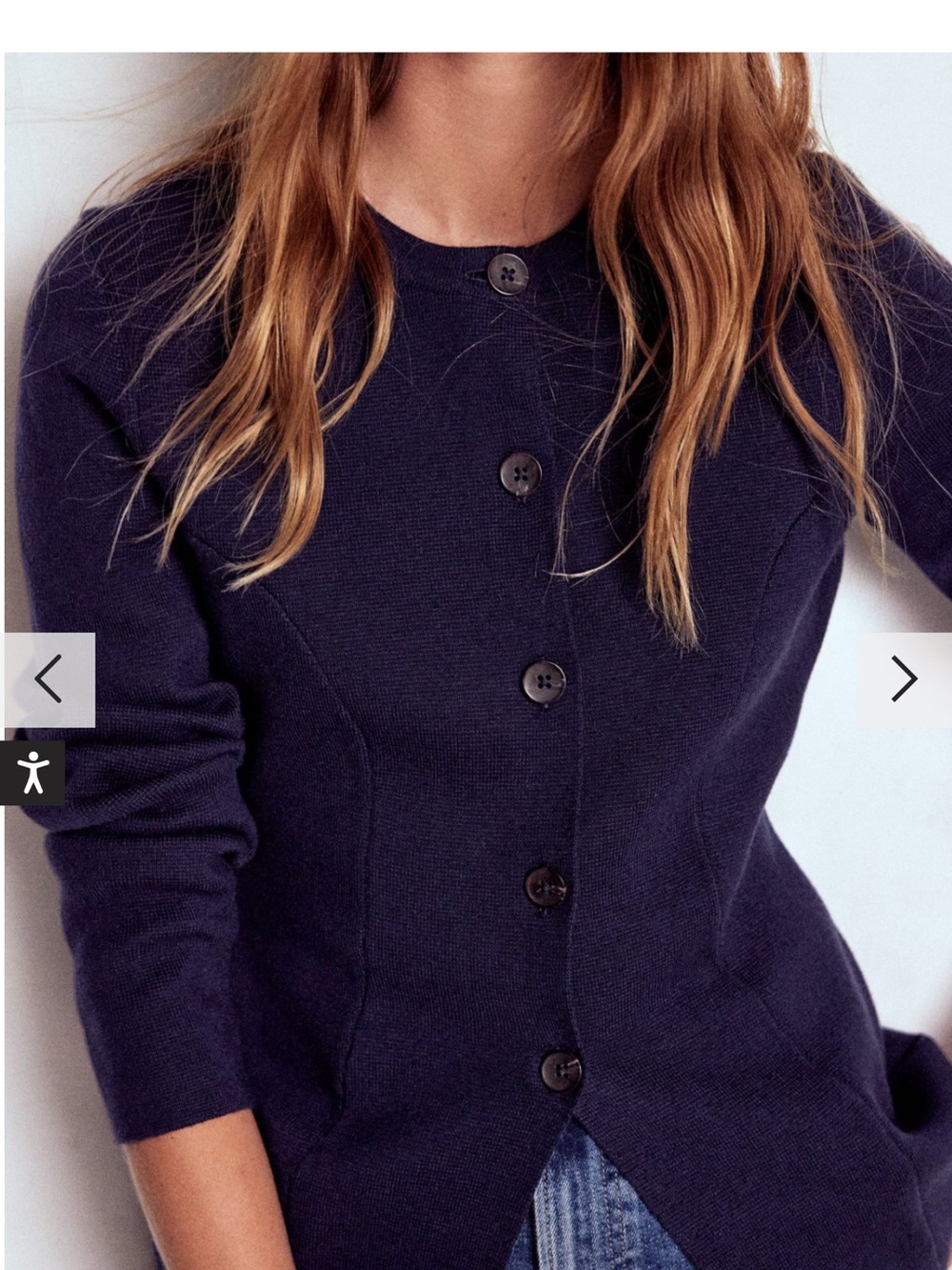 Women's Navy Button-Front Sweater Cardigan coat